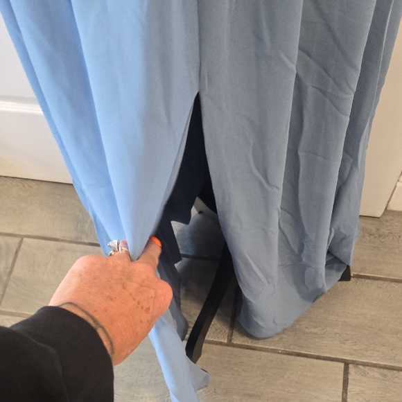 Lulu's Blue Sleeveless Plunge Neck Maxi Dress - Picture 8 of 11